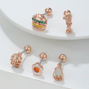 Boucles d'oreilles piercing à tige fine en acier inoxydable 20G, goujon d'os d'oreille Hambourg en zircon coloré 18 carats, goujon à boule à vis version coréenne - Product Image 5