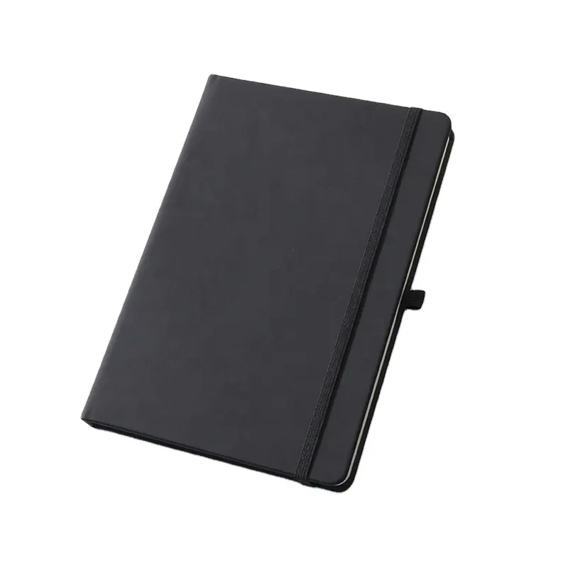 Benutzer definierte Logo Seite Design drucken PU Leder Notebook A5 schwarz Hardcover 80 Blatt