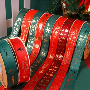 E-Magic Stock Factory Pas cher 25 mm largeur gros-grain imprimé ruban stock article de Noël pour la décoration de vacances de Noël