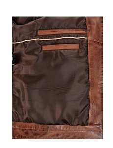 Chaqueta de Hombre Personalizada 100% Cuero Nappa Marrón Castaño Genuino, Acabado con Cera Bronceada, Herrajes Premium, Cremallera YKK, Marca Privada OEM - Product Image 5