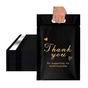 Bolsa de Transporte Plegable con Asas, Estilo Mensajería, Logotipo Personalizado, Bolsa de Envío de Ropa y Zapatos de Poliéster Negro - Product Image 1