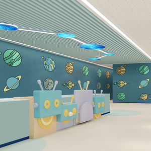 Bureau de réception coloré ergonomique durable pour hôpitaux pédiatriques Design moderne pour postes d'infirmières Salles d'attente pour enfants Bois - Product Image 4