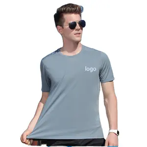 Camiseta masculina de secagem rápida com logotipo personalizado, camiseta de poliéster em branco transparente, camiseta de poliéster Dri Bulk Fit