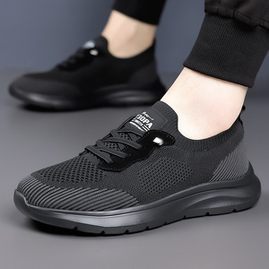 Y3OPA Zapatos para caminar de punto para hombre, transpirables, ligeros, con punta redonda, sin cordones, parte superior de malla de color sólido, suela de goma - Product Image 3