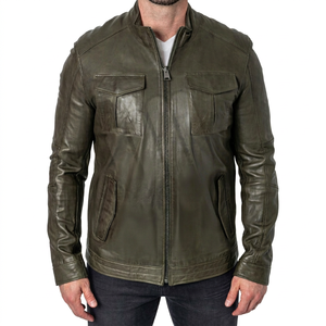 Premium High Quality <b>Winter</b> <b>Leather</b> <b>Jacket</b> for Men Stand Collar Waterproof Windproof Breathable Quick Dry Regular Chopper Biker - Product Image 1