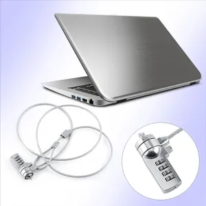 4-Digit <strong>Password</strong> Combined Security Lock Steel and Zinc Alloy Anti-Theft Device for Laptop and PC Cable Chain Key Unlock - Product Image 1