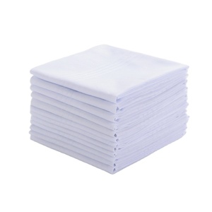 Bulk Groothandel 40*40Cm Hoge Kwaliteit 100% Katoen Mannen Witte Zakdoeken Grote Klassieke Zakdoeken Met Strepen Voor Dagelijks Gebruik Cadeau - Product Image 1