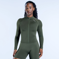 Defy Dynamic Zippy Top-Mocha Vêtements de sport respirants et légers en taille plus avec Spandex à séchage rapide