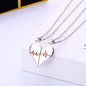 Collier magnétique simple coréen pour couple, collier d'amitié ECG en forme de cœur pour cadeaux - Product Image 5