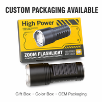 Lampe torche LED haute puissance 30W, 3000 lumens, zoomable, batterie rechargeable 6600mAh, type-C, power bank, étanche IP65, lampe tactique d'extérieur