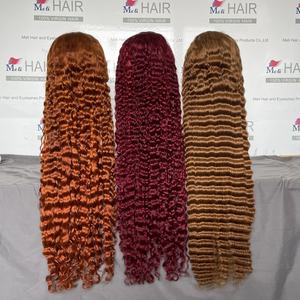 Peluca transparente con encaje frontal en color rubio miel burdeos y jengibre, al por mayor, cabello virgen brasileño de grado 10A, rizado profundo estilo español. - Product Image 1