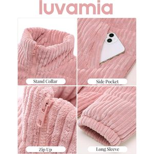 Chaqueta acolchada de pana de Invierno para mujer 2025, chaqueta cálida de manga larga con cuello levantado y bolsillos con cremallera, abrigo para exteriores - Product Image 3