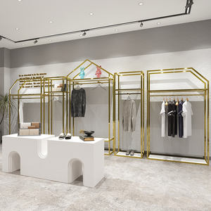 Custom in acciaio inox espositore <span class=keywords><strong>abbigliamento</strong></span> stand Showroom vestiti espositore <span class=keywords><strong>negozio</strong></span> di <span class=keywords><strong>abbigliamento</strong></span> oro cremagliera <span class=keywords><strong>abbigliamento</strong></span> per <span class=keywords><strong>negozio</strong></span> di <span class=keywords><strong>abbigliamento</strong></span> - Product Image 2