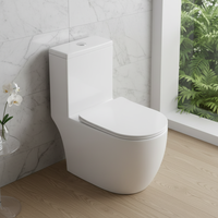Inodoros Modernos Blancos de Cerámica Fáciles de Limpiar, Inodoro de Una Pieza con Sistema Tornado y Vortex, con Botón de Descarga Redondo para Baño