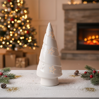 Décoration d'intérieur nordique, éco-responsable, moderne, en céramique, arbre de Noël lumineux à LED, figurine artisanale, jouets pour la famille et les amis