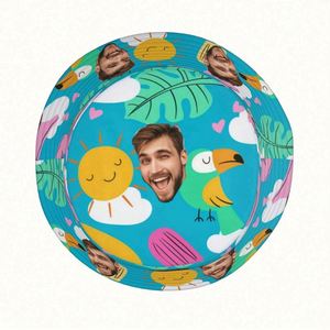 Chapeau de pêcheur personnalisable et amusant, design feuille dessinée à la main, chapeau bob personnalisé avec photo pour hommes et femmes, usage quotidien - Product Image 3