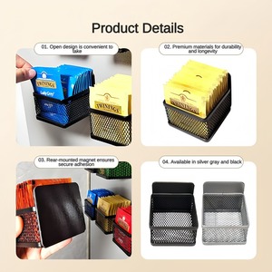 Ensemble de paniers magnétiques pour sachets de thé, organisateur en fer sans perçage 6 pièces - Idéal pour la porte du réfrigérateur, le bureau et l'organisation des sachets de thé - Product Image 3