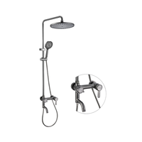 Système de colonne de douche à effet pluie multifonctionnelle contemporaine en acier inoxydable 304 Robinet thermostatique Spray de massage à jet doux
