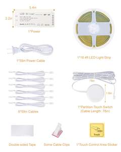 Barre lumineuse à diodes électroluminescentes COB capable de pénétrer dans les LED tactiles avec éclairage pour porte-chaussures - Product Image 6
