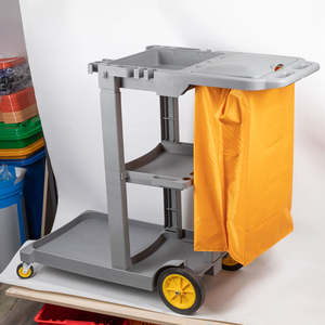 Ensemble de nettoyage combiné pour concierge, chariot de nettoyage multifonctionnel avec seau à serpillière et panneau de signalisation pour hôtel et hôpital - Product Image 3