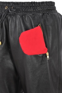 Pantalon pour femme en cuir Nappa noir vintage 100% véritable, finition effet vieilli, quincaillerie YKK, marque privée OEM, style motard Heritage - Product Image 5