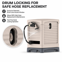BOX-40S Enrouleur de tuyau d'arrosage automatique rétractable 40m à verrouillage libre, fixation au sol, pivotant à 360° pour l'irrigation domestique
