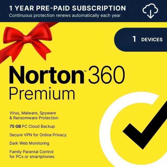 Norton 360 for Premium KEY 1 Year 1PC Norton 360 Premium 1Devices Euro