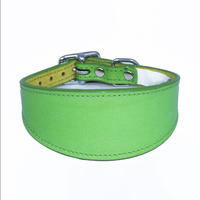 Collier pour chien en cuir véritable, taille réglable, en vert avion, avec anse courte, pour chiot