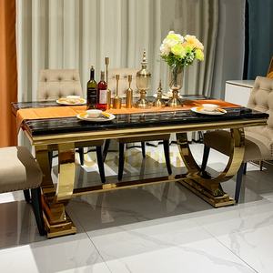 غرفة المعيشة الأثاث الذهب الفاخرة الحديثة طاولة طعام من الرخام الفاخرة مستطيلة منضدة طعام حديثة مجموعة الطعام الجداول - Product Image 6