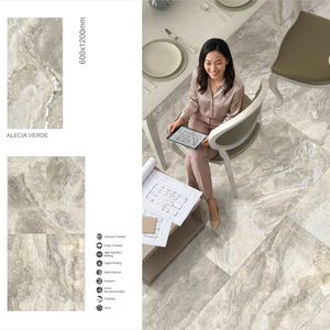 Alecia Verde Green Marble Look Porcelain Tiles 600x1200mm High Gloss Finish for Premium Interior Projects - Product Image 1