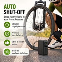 Gonfleur de pneus de vélo électrique portable 120 PSI en ABS avec manomètre numérique, arrêt automatique, gonflage rapide pour vélo de route et vélo électrique