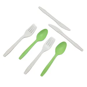 6 Inch Cornstarch Biodegradable Cutlery Fork Spoon Knife Set Eco Friendly Cheap Plant Based Cutlery Catering Disposable Flatware