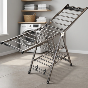 Tendedero Plegable Ajustable para Ropa, Soporte de Lavandería para Interiores y Exteriores, Estante Secador de Piso de Aluminio - Product Image 1