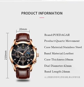 Poedagar 820 Đồng hồ nam Đồng Hồ Thạch Anh Dạ Quang không thấm nước đơn giản bằng da thời trang cao cấp thương hiệu hàng đầu Reloj Đồng hồ đeo tay nam - Product Image 6
