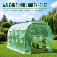Serre de jardin Shade House Walk-in 400x200x200cm, structure en acier galvanisé, toile verte 140gsm, avec 8 fenêtres et porte enroulable