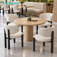 Ensemble de mobilier de restaurant commercial moderne : chaise de salle à manger rembourrée, table ronde en bois massif, banquette capitonnée pour café