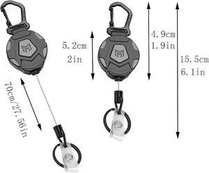 <span class=keywords><strong>Porte</strong></span>-clés rétractable tactique avec cordon Dyneema de 31,5 pouces, support magnétique, 9 oz, robuste, pour les missions de sécurité - Product Image 2