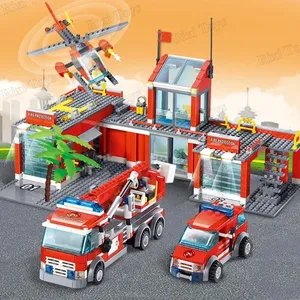 KAZI 8051 Ville Construction Véhicule Camion De Pompiers Hélicoptère Police Briques Jouets Éducatifs Pour Enfants Cadeaux Blocs De Construction Ensembles - Product Image 2
