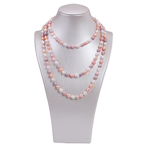 Muttertag geschenk Long Size Knot Doppels chicht Süßwasser Perlenkette Barock Perle Perle Pullover Kette Choker Halskette Kragen - Product Image 1