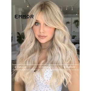 Peluca de Cabello Largo y Rizado para Mujer, Color <span class=keywords><strong>Rubio</strong></span> <span class=keywords><strong>Degradado</strong></span>, Ondas Grandes, Encaje Completo, 150% de Densidad, Cobertura Total, Estilo Natural - Product Image 3