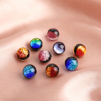 LONGXIN - Cuentas Sueltas Redondas de Vidrio Luminosas con Lámina Plateada de Doble Cara de 14 mm y Orificio de 2 mm para Fabricación de Joyería DIY, Venta al por Mayor