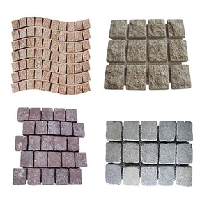 Trung Quốc tối màu xám đá granit tự nhiên cobbles pavers đá <span class=keywords><strong>g654</strong></span> đá granit cobbles hình dạng quạt trên lưới - Product Image 1