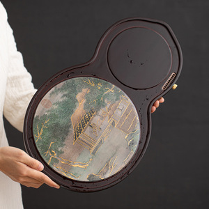 Bamboo Wood Color Changing <b>Tea</b> <b>Tray</b> Irregular Shape Landscape Painting Heat Resistant Kung Fu <b>Tea</b> Table Drainage <b>Tray</b> - Product Image 1