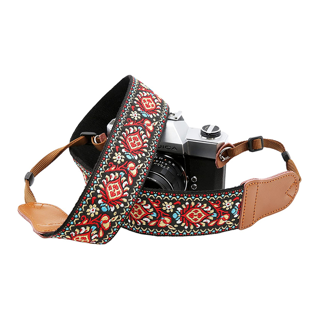 Custom Retro High Tenacity Eco-friendly Cotton Webbing Jacquard Camera Strap Colorful Pattern Shoulder Neck Hand Sling Belt DSLR