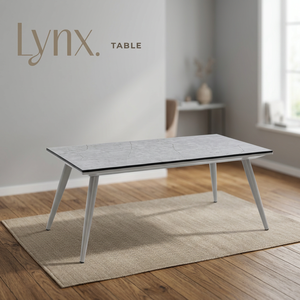 Table à manger rectangulaire moderne d'extérieur en MDF avec plateau aspect marbre et pieds en métal pour jardin, patio, villa, mobilier d'extérieur - Product Image 2