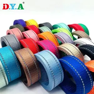 Schwergewicht schwarz 1 zoll 25 mm reflektierendes nylon röhrenförmiges riemenband für taschenband/hundehalsband leine/outdoor