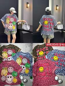T-Shirt Grafica Estiva da Donna in Puro Cotone, Traspirante, con Logo Personalizzato, Stile Y2K, Strass e Cartoni Animati, Oversize - Product Image 6
