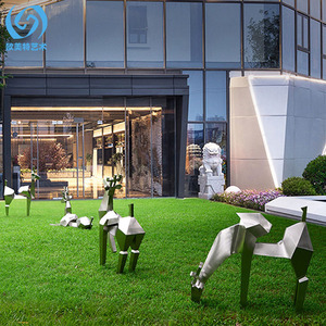 Escultura de Ciervo de Acero Inoxidable, Geométrica, para Montar en el Suelo, Decoración de Jardín para Exteriores - Product Image 2