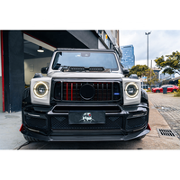 G Class W463A W464 B700 B800 Upgrade to B900 Rocket Style Dry Carbon Fiber Front Bumper Grille with Frame Red Trim Strip