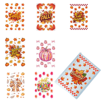 Autocollants de transfert UV DTF A5 pour carnet de notes, motif citrouille d'automne et Jour de Thanksgiving, prêts à appliquer, imperméables, pour couverture de journal